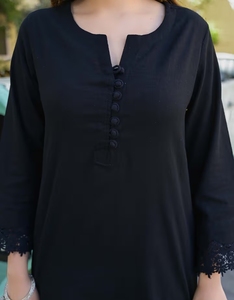 Conjunto de 2 Piezas de Tela de Algodón Sólido Negro KV - Product Image 6