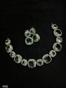 Conjunto de joyería nupcial de diamante americano clásico, collar y pendientes de dos piezas para boda, estilo clásico de moda - Product Image 5