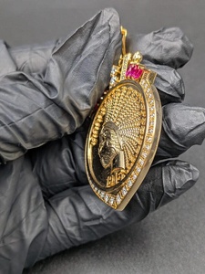 Colgante de Plata 925 para Hombre, Chapado en Oro, con 10 Monedas Indian Head de 915 Dólares Estadounidenses, Moissanita VVS, Estilo Hip Hop, Certificado de Lujo - Product Image 3