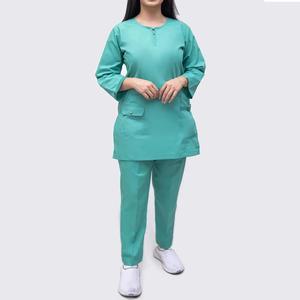 Conjunto de Uniforme Médico Verde para Mujer, Top de Algodón y Poliéster Tejido con Pantalones, Uniformes de Hospital - Product Image 3