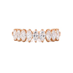 Bague de fiançailles demi-éternité en or massif 10K 14K 18K avec diamant de laboratoire taille marquise, couleur DEF, clarté VS VVS, certifié IGI, vente en gros - Product Image 3