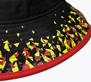 Sombrero de Pescador Negro Unisex al por Mayor con Patrón Geométrico Amarillo y Rojo, Sombrero Casual para Adultos de Primavera/Verano - Product Image 3