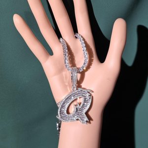Customize Single Letter Moissanite Hip Hop Pendant 925 Sterling <b>Silver</b> Personalized Gift For Fine Jewelry Pendants & Charms - Product Image 3