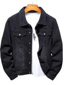 Veste en jean vintage de haute qualité pour homme, décontractée, hiver, avec broderie, effet délavé, 100% coton - Product Image 4
