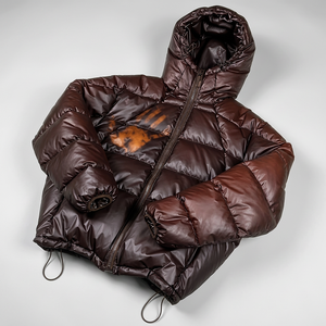 Blouson matelassé oversize thermochromique brillant pour homme, à changement de couleur réactif à la chaleur, style streetwear personnalisé, avec empiècements patchwork sur le devant pour l'hiver - Product Image 4