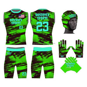 Uniforme de fútbol americano 7v7 de compresión personalizado, el mejor uniforme 7v7, guantes de receptor y casco de carcasa blanda - Product Image 4