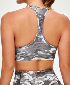 High Support Women's Camouflage Print Racerback Sports <b>Bra</b> Scoop Neck Medium Support Breathable Fitness Wear 2026 Sale - Product Image 2