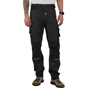 <b>Men's</b> Black Workwear Cargo Pants Multi-Pocket Canvas <b>Stretch</b> Quick Dry Midweight Straight Fit for Outdoor Use - Product Image 1