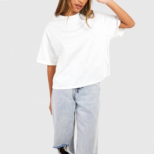 Camiseta lisa de peso pesado personalizada, camiseta de lujo con logotipo estampado personalizado, camiseta en blanco con cuello simulado, camiseta de gran tamaño para hombre - Product Image 4