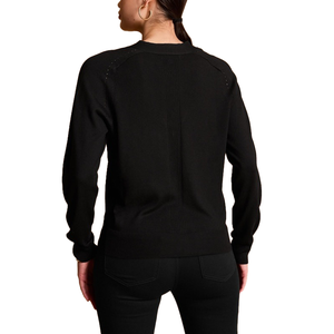 Cárdigan de Punto Negro para Mujer, de Alta Calidad, Cuello en V, Manga Larga, Botones al Frente, Color Sólido, Estilo Minimalista, para Todas las Temporadas - Product Image 5
