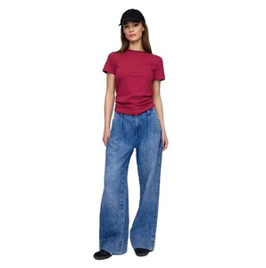 Camiseta de Algodón de Alta Calidad para Mujer, Lisa, de Manga Corta, Cuello Redondo, Proveedor Mayorista de Camisetas Lisas - Product Image 3