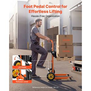 Transpallet Idraulico con Capacità di Carico di 450 Libbre, Sollevatore a Verricello, Stacker con Altezza Massima di Sollevamento di 35,4 Pollici, Carrello Elevatore con Capacità di Carico di 350 Libbre - Product Image 4