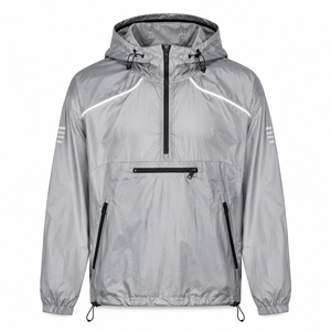 Custom Reflective Windbreaker <b>Jacket</b> <b>Mens</b> <b>Half</b> <b>Zip</b> Technical Nylon Anorak Lightweight Streetwear Outdoor Wholesale Shell - Product Image 1