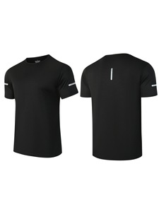 Lightweight Reflective Strip Polyester Quick Dry Athletic t Shirts Polyester <b>Mesh</b> Sport <b>Top</b> Running T-shirt - Product Image 2