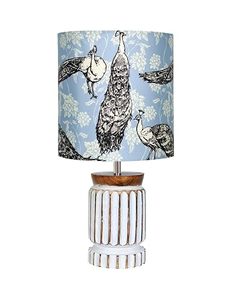 Vintage Bohemian <b>Bird</b> Shape Peacock Table <b>Lamp</b> Fabric Shade Tabletop Bedside Nightstand Home Decor - Product Image 4
