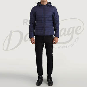 Chaqueta de invierno para hombre, azul marino, gruesa, cálida, con capucha, tipo parka, a prueba de viento, acolchada, para uso en exteriores. - Product Image 4