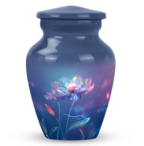 Urne funéraire bleue magnifique à motif floral artistique pour cendres - Product Image 2
