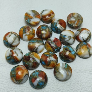 Cabochon de pierre précieuse Turquoise Oyster à taille ronde, en vrac, 5mm/6mm/7mm/8mm/10mm/12mm/13mm/14mm/15mm/16mm/18mm/20mm/22mm/24mm/25mm - Product Image 5