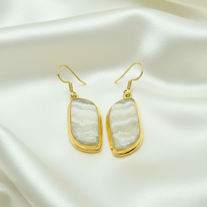 Boucles d'oreilles pendantes en agate rayée naturelle pour femmes, en argent 925 plaqué or rose et or jaune, bijoux faits à la main pour femme, petite amie, elle - Product Image 6