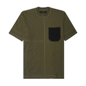 Camiseta de Manga Corta Verde Oliva para Hombre con Bolsillo Negro, Corte Regular, Algodón Jersey, Diseño Casual, Estilo Urbano Moderno y Estructurado - Product Image 1