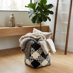 Panier Elog en fibre naturelle tressée, motif tribal, pot de fleurs, jardinière, organisateur décoratif pour la maison, panier à linge - Product Image 4
