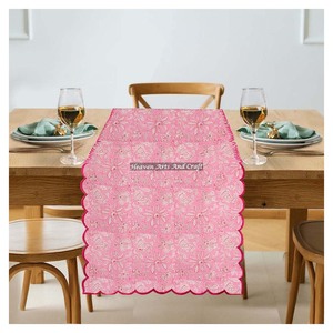 100% Pure Cotton Traditional Hand Block Print Embroidery Edge Bohemian <b>Table</b> <b>Runner</b> Newest Floral Design <b>Wedding</b> Home - Product Image 4