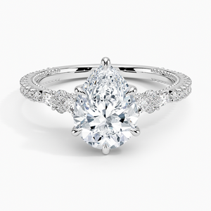Anillo BOJ 080 con Corte de Pera, Plata 925, Halo de Diamantes, Anillo Solitario con Piedra de 2ct, Color D, VVS1, Moissanita, Certificado GRA, Precio Bajo - Product Image 1
