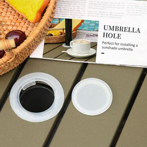 Tavolino da esterno in rattan PE marrone da 22 pollici con foro per ombrellone - Product Image 5