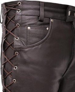 Pantalon en cuir pour homme, couleur personnalisée, poids moyen, taille élastique brodée, style hip-hop, protection UV, respirant, coupe ajustée - Product Image 3