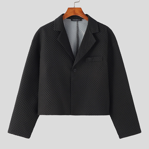 INCERUN เสื้อเบลเซอร์ลำลองผู้ชายคอวีพิมพ์ลาย 2023 ฤดูใบไม้ร่วงสตรีทแวร์แขนยาวกระดุมเดียวเสื้อโค้ทบางปกเสื้อ - Product Image 2