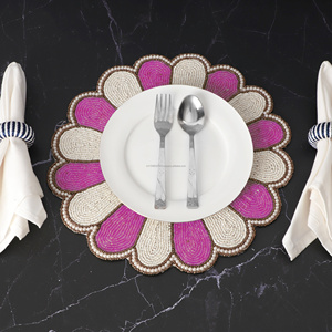 El mejor diseño temático, vajilla redondeada, mantel decorativo con cuentas de vidrio, Mantel Individual para fiestas y otras funciones - Product Image 2