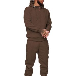 Ensemble de survêtement en molleton marron personnalisé pour homme, ensemble de jogging à capuche pour l'hiver, pour la salle de sport, l'entraînement, les loisirs, le streetwear - Product Image 4