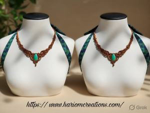 Collar de Macramé Hecho a Mano con Piedra Turquesa, Joyería Curativa Ajustable Estilo Boho - Product Image 2