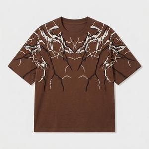 Camiseta de punto OEM Premium para hombre, personalizada, de algodón, oversize, con hombros caídos, estampada, cuello redondo, manga corta, estilo urbano - Product Image 5