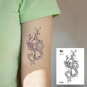 Adesivi per tatuaggio Semi permanenti senza acqua Design realistico serpente di lunga durata 2 settimane Body Art adesivo impermeabile - Product Image 1