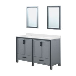 Dark Grey 60 In. W X 22 In. D Double <b>Bath</b> Vanity with White Quartz Top and 22 In. <b>Mirrors</b> Bathroom Vanities - Product Image 4