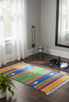 Tapis de sol/chemin de table moderne en coton pelucheux, fait main, réversible, lavable en machine, à motif floral, robuste, multi-usages, épaisseur personnalisable