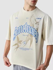 Camiseta de Gran Tamaño para Hombre, 100% Algodón, de Alta Calidad, Personalizada, Estilo Cuadrado, 300 g/m², Lisa, Gruesa y Corta - Product Image 4