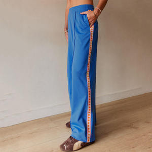 Nesta Sports 2026 Pantalon de survêtement pour femme, logo brodé, rayé, coupe oversize, ample, jambe large, évasé, style jogger - Product Image 1