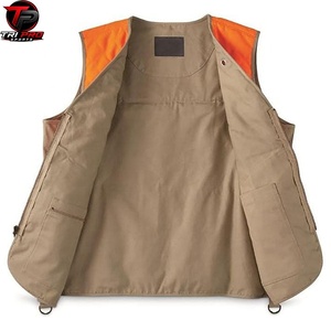Gilet utilitaire matelassé orange pour homme, col en V, multi-poches, haute visibilité, pour la chasse, la pêche, gilet de sécurité léger - Product Image 5