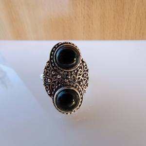 Anillo Art Deco de Ónix Negro, Chapado en Plata de Ley 925, Hecho a Mano, Joyería Elegante para Mujer, Regalo para Bodas y Fiestas - Product Image 1