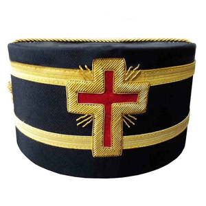 Knights Templar Commandery Crown Cap Black with Two Gold Braids Hand Embroidered Durable 2026 Masonic Regalia OEM Serviced - Product Image 1