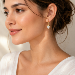 Rainbow Moonstone 31 To 32 mm Ear Wire Shield Shape 925 Sterling Silver Bezal 18K Gold Plated Earrings - Product Image 5