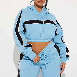 Ensemble de survêtement décontracté deux pièces pour femme, sweat-shirt court imprimé et pantalon de jogging, service OEM avec logo personnalisé, vente en gros - Product Image 2