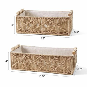 Ensemble de 2 paniers en jute faits à la main, panier organisateur d'étagère, boîte de rangement polyvalente pour la maison, la cuisine, le salon, la chambre à coucher, la salle de bain - Product Image 2