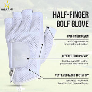 Gant de golf demi-doigt en maille pour femme, paume en cuir Cabretta de qualité supérieure, conception demi-doigt pour une meilleure adhérence et un confort amélioré - Product Image 3