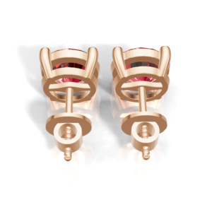 Heerani Jewels Lab Grown Round Ruby 925 <b>Sterling</b> <b>Silver</b> Classic <b>Stud</b> Vermeil Rose Gold Unisex <b>Earrings</b> - Product Image 2