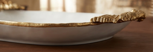 High Quality Serving Tray Metal Golden Decorative Leaf Shape Handle Serving Unique Aluminum Server for <b>Sweets</b> Chocolates Gifts - Product Image 4