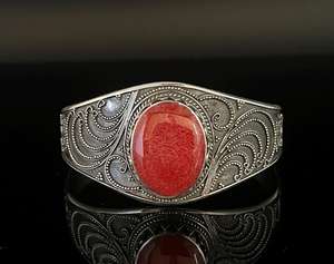 Pulsera de Coral Rojo Estilo Bali, Granulada, Plata de Ley 925, Hecha a Mano, 6 Pulgadas, Joyería de Piedras Preciosas Naturales, Regalo - Product Image 4