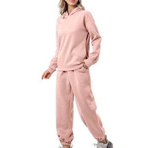 Survêtement décontracté pour femme en coton 100% de qualité supérieure, uni, automne, surdimensionné, deux pièces, personnalisé OEM - Product Image 3